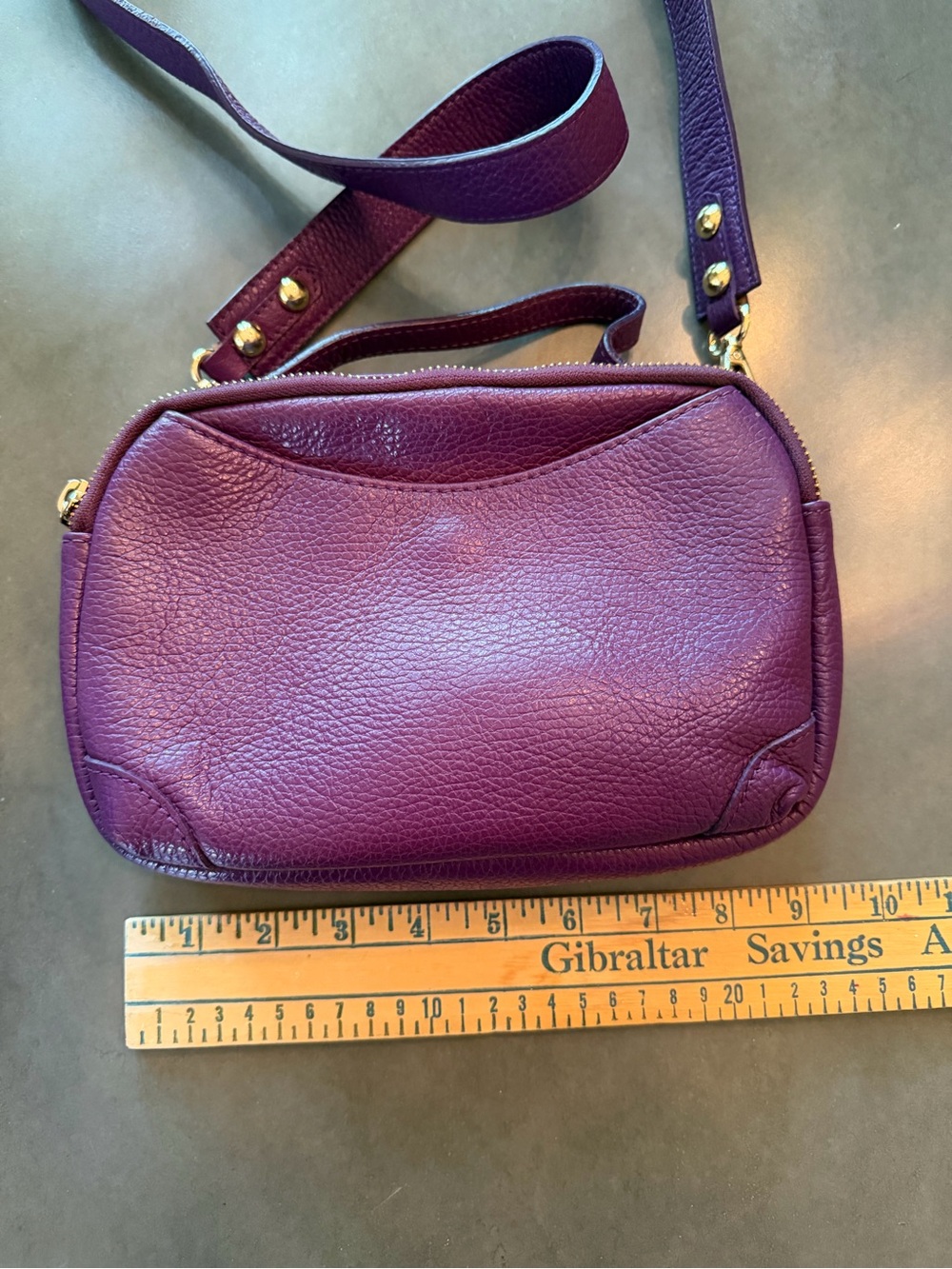 Valentina Fiore Purple Leather Crossbody Bag with Top Handle - Picture 5 of 9